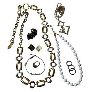 10 Piece Gold Mixed Jewelry, Chain Belt, Laurel Burch, Monet